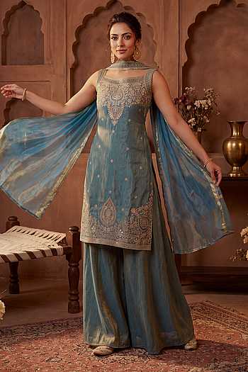 Embroidered Kurta Sharara Set