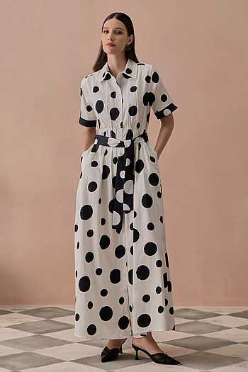 Monochrome Mono Polka Maxi Dress