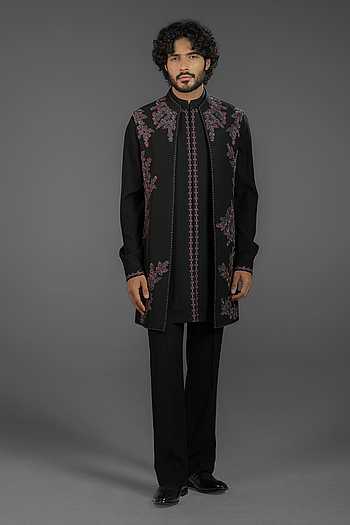 Raven Embroidered Bundi & Kurta Set