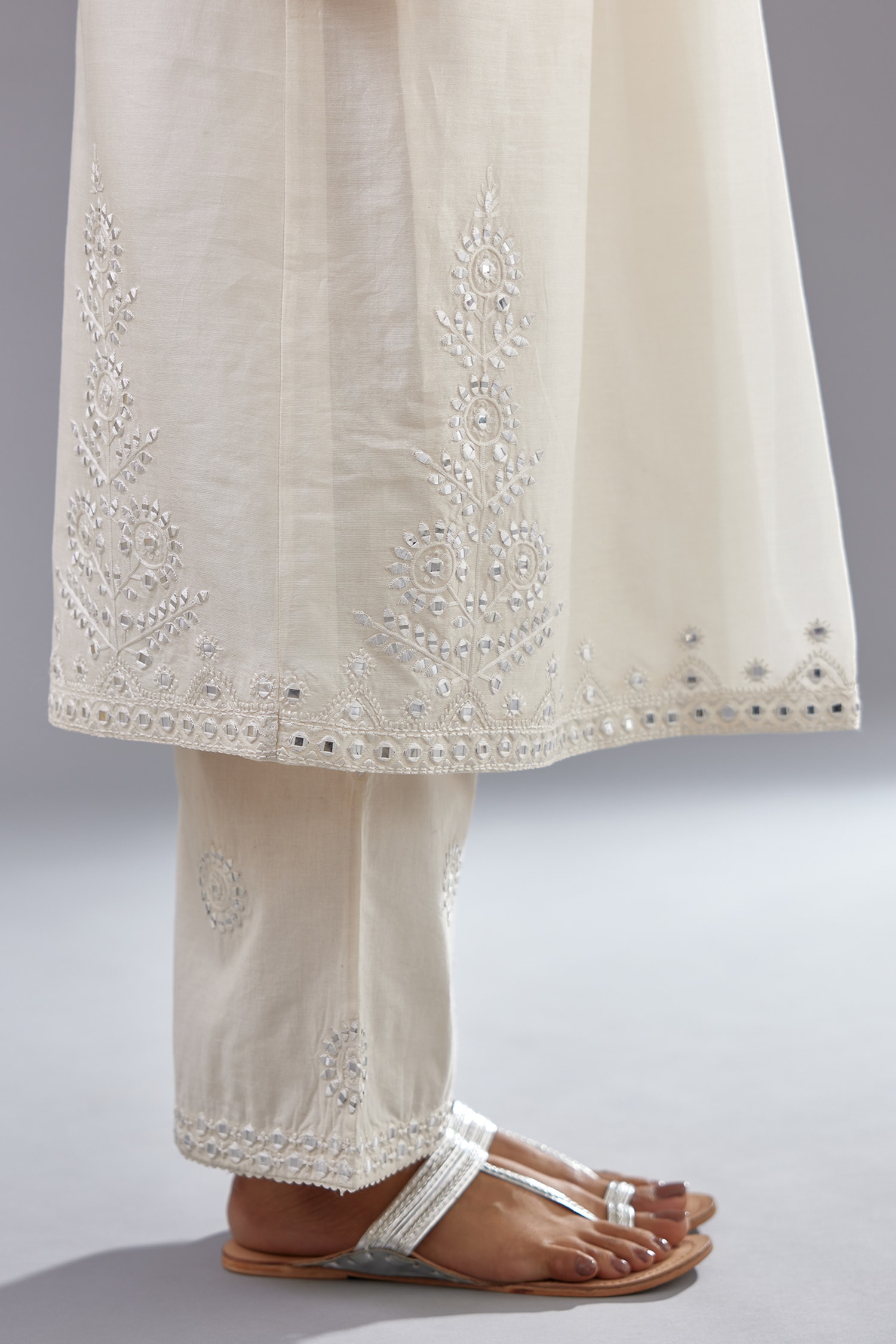 White Blossom Chanderi Kurta