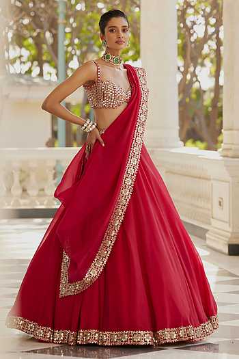 Mirror Work Flared Lehenga Set