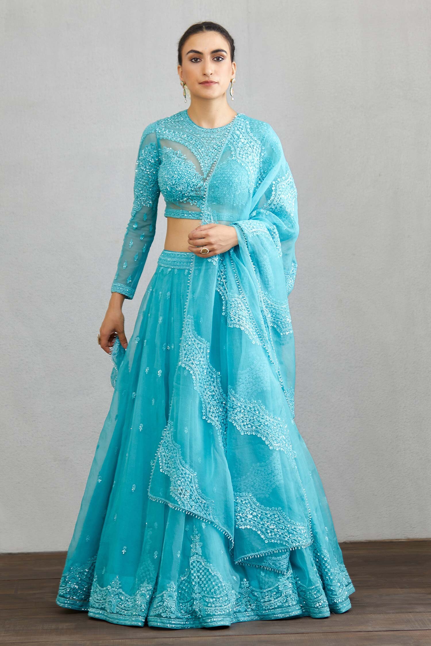 Buy Torani Blue Firoza Lehenga Set Online | Aza Fashions