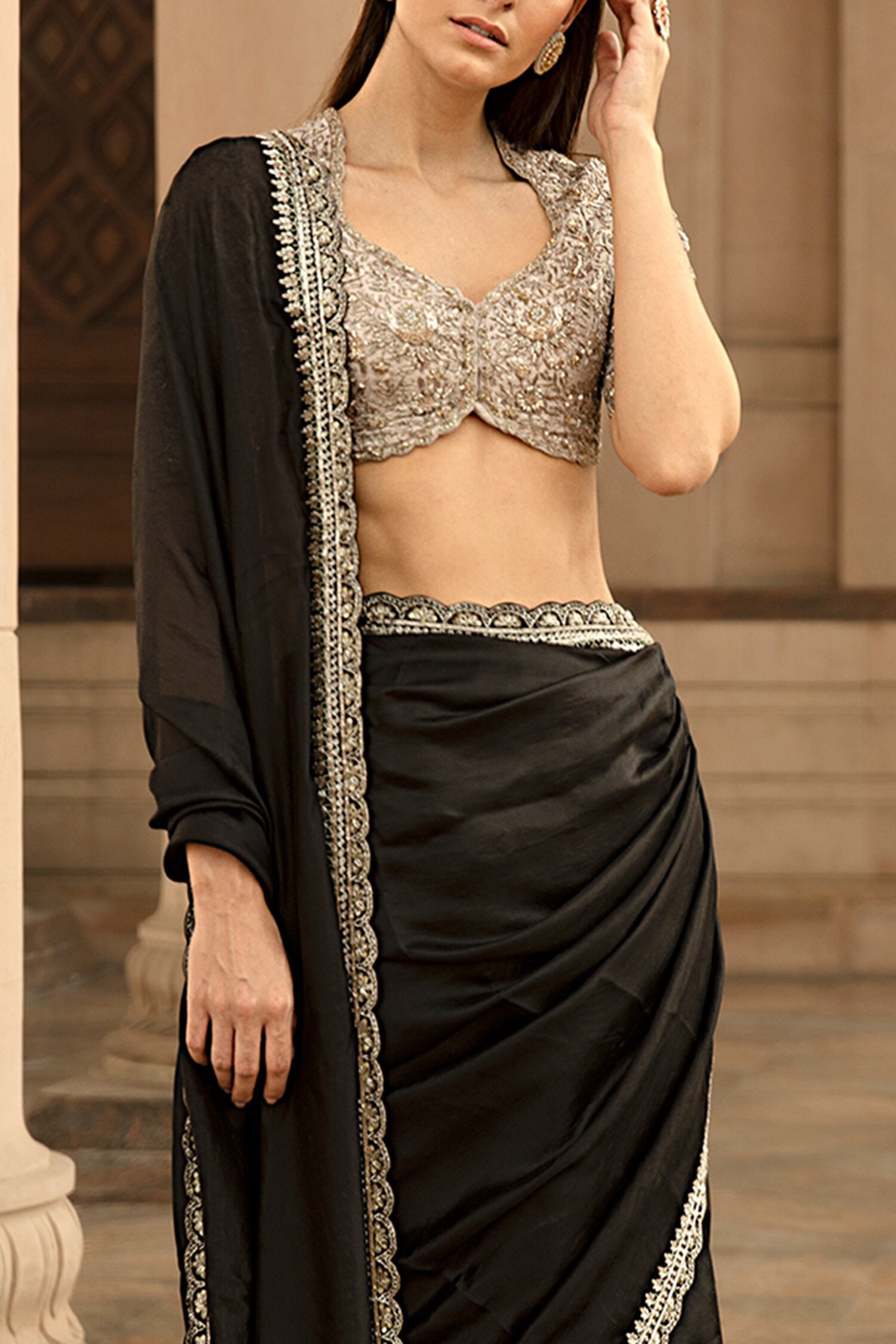 20 Beautiful Black Saree Blouse Designs