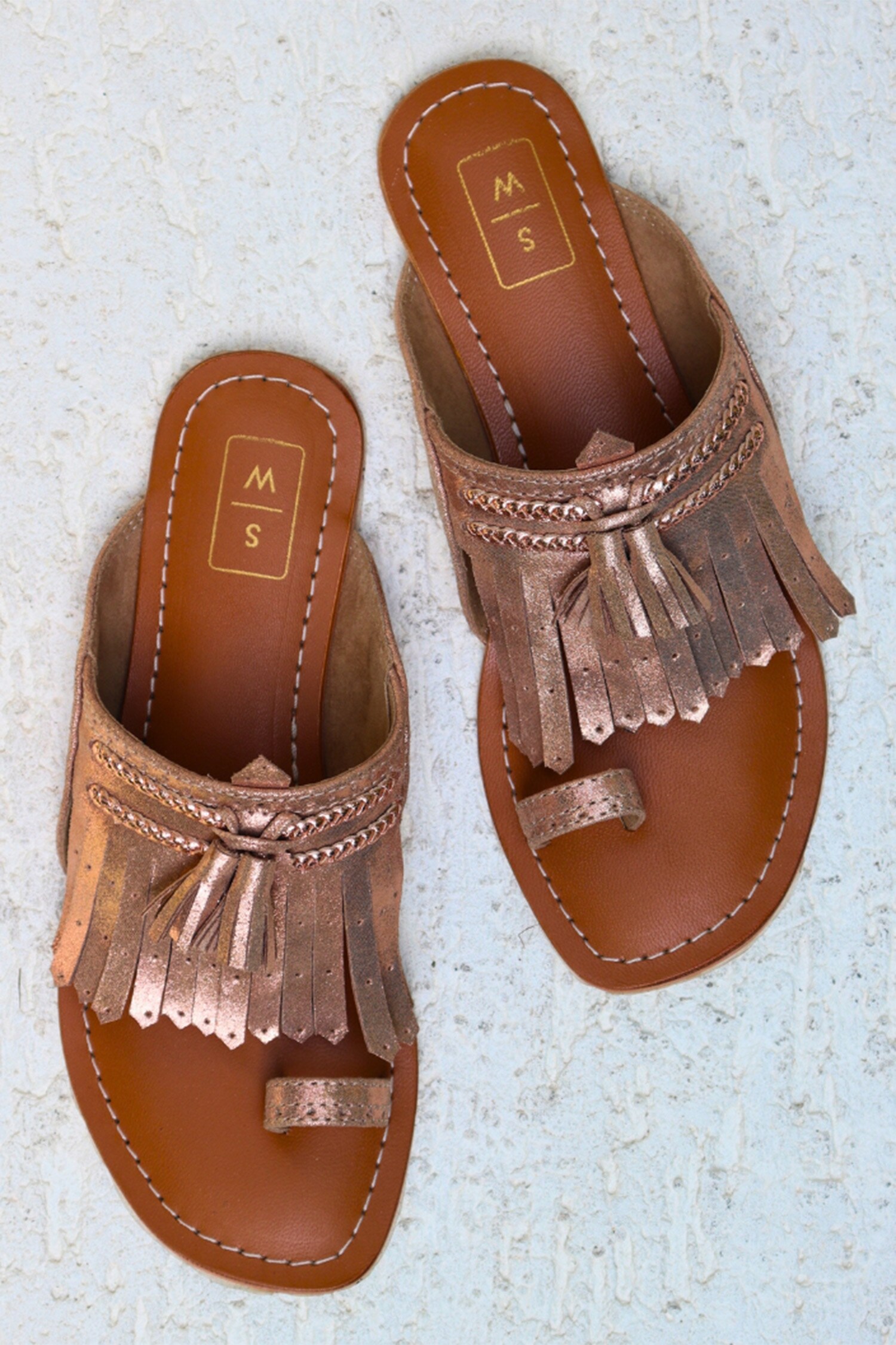 Sandalwali Gold Leather Lady Suzy Metallic Brogue Sandals