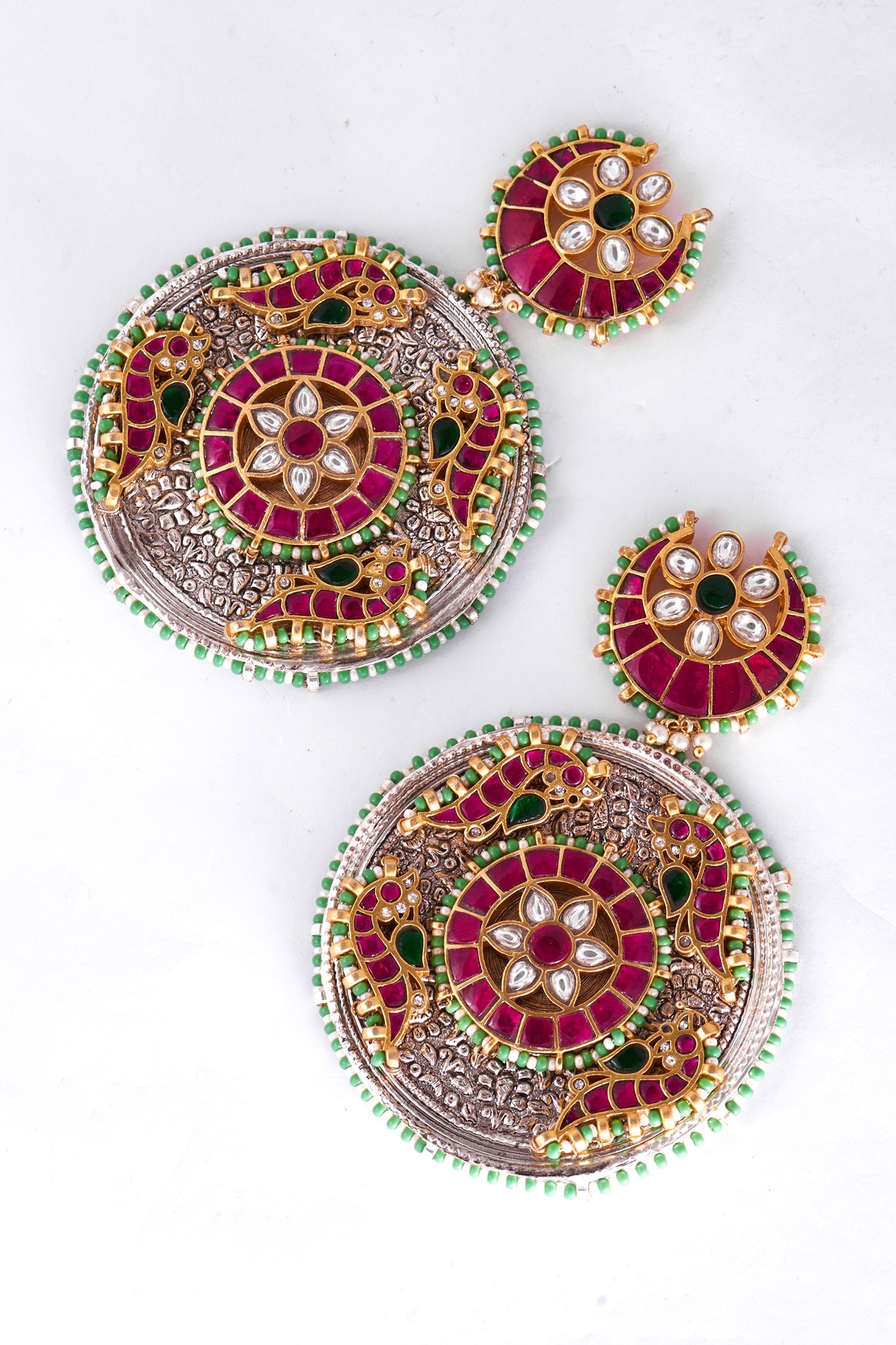 Kumar Jewels Big Round Gold Finished Kundan Stone Carved Wedding Party Wear  Flower Studs Earrings at Rs 1022/pair | Model Town | Jalandhar | ID:  3517038830
