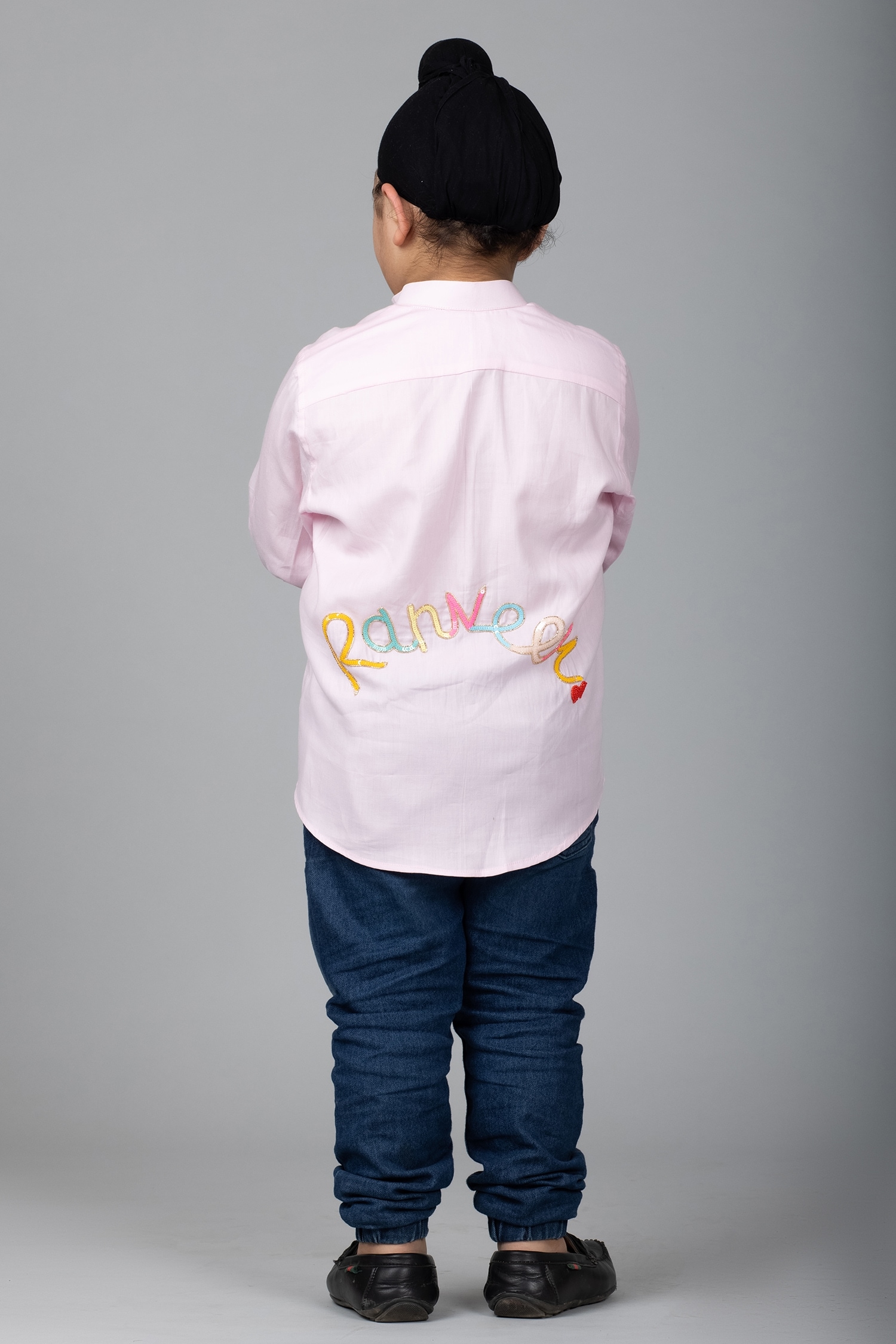 Buy Pink Cotton Satin Embroidered Sequins Shirt For Boys by 