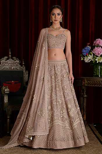 Sazada-Organza Pink Indo-Western Top & Lehenga Set main image 1