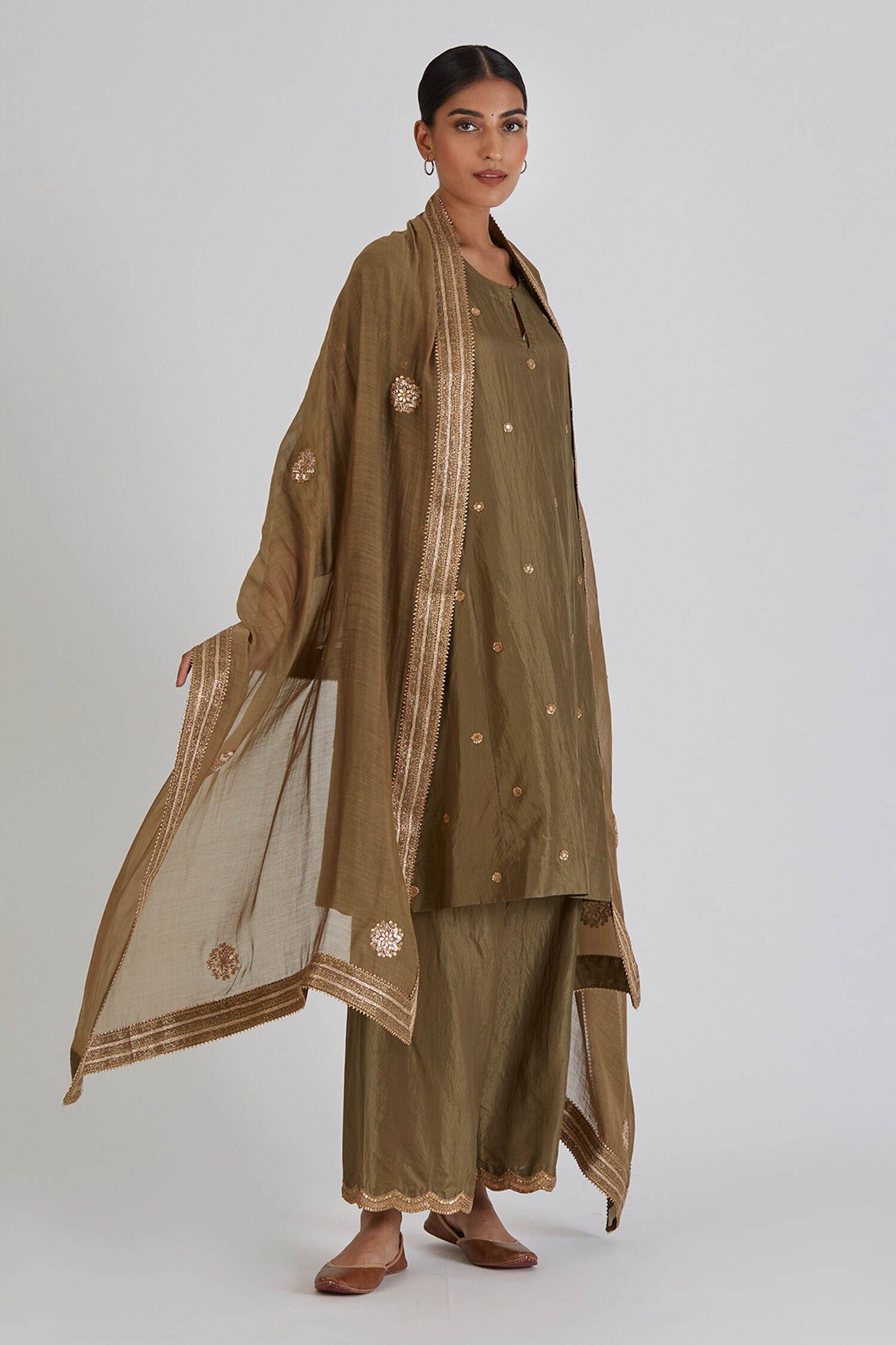 Buy Lajjoo C Brown Alina Chanderi Dupatta Online Aza Fashions