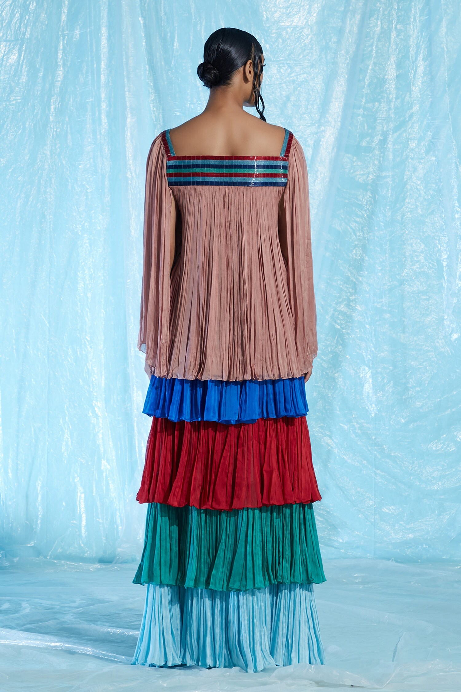 AKHL - Multi Color Chiffon (100% Viscose) Tiered Skirt For Women