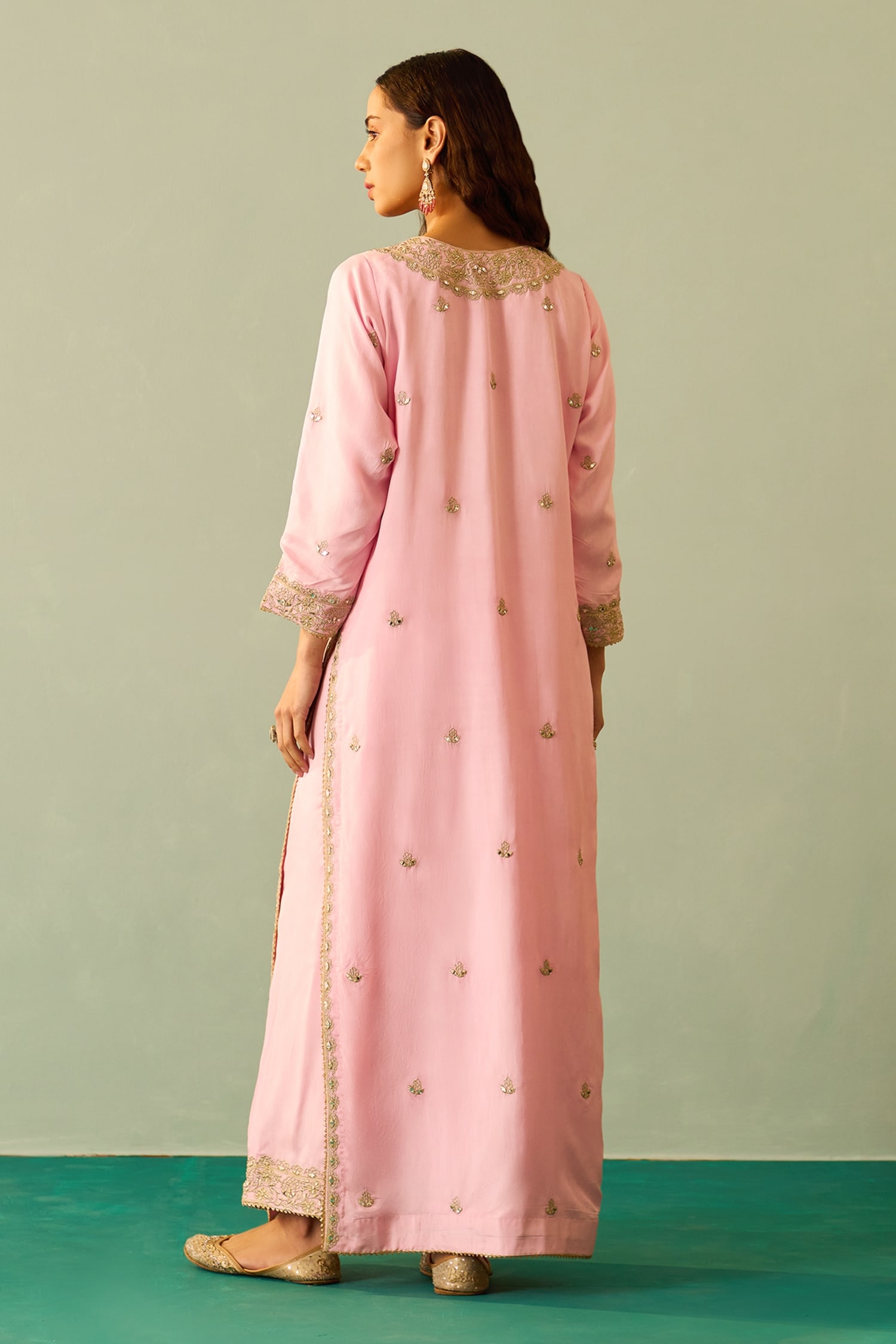 Angad Singh - Pink Silk Embroidered Floral V Kasab And Tilla Work Kurta  Palazzo Set For Women