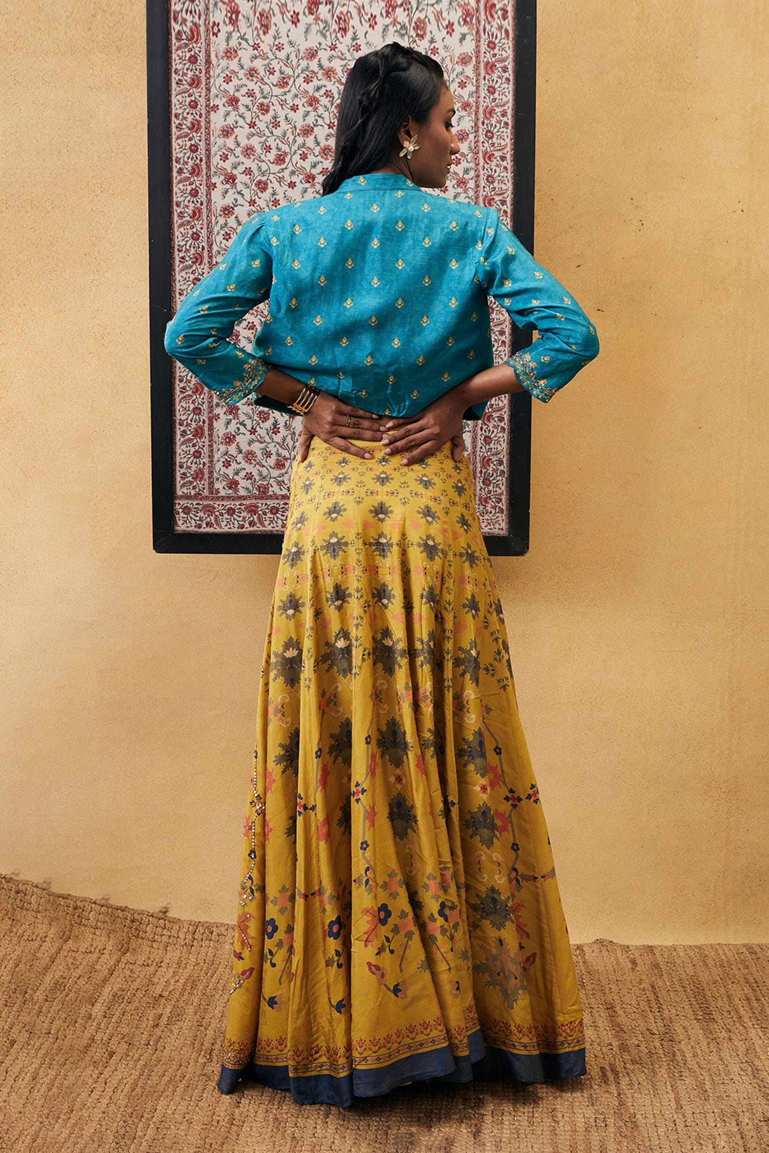 Buy Blue Silk And Embroidery Sarouk & Sequin Jacket Lehenga Set For Women  by Soup by Sougat Paul Online at Aza Fashions.