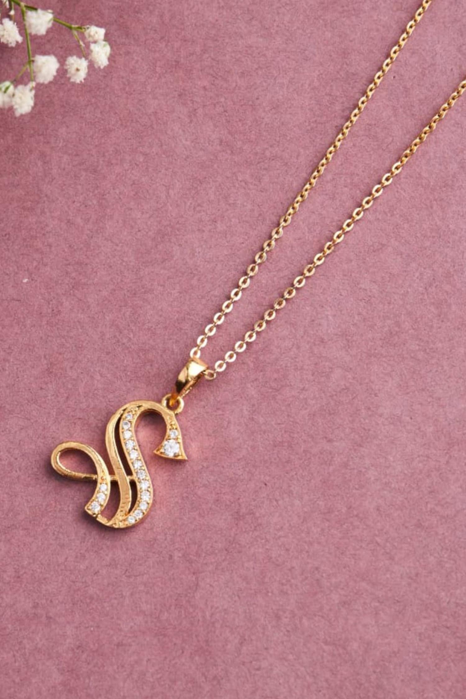 Letter S Pendant Necklace in Gold