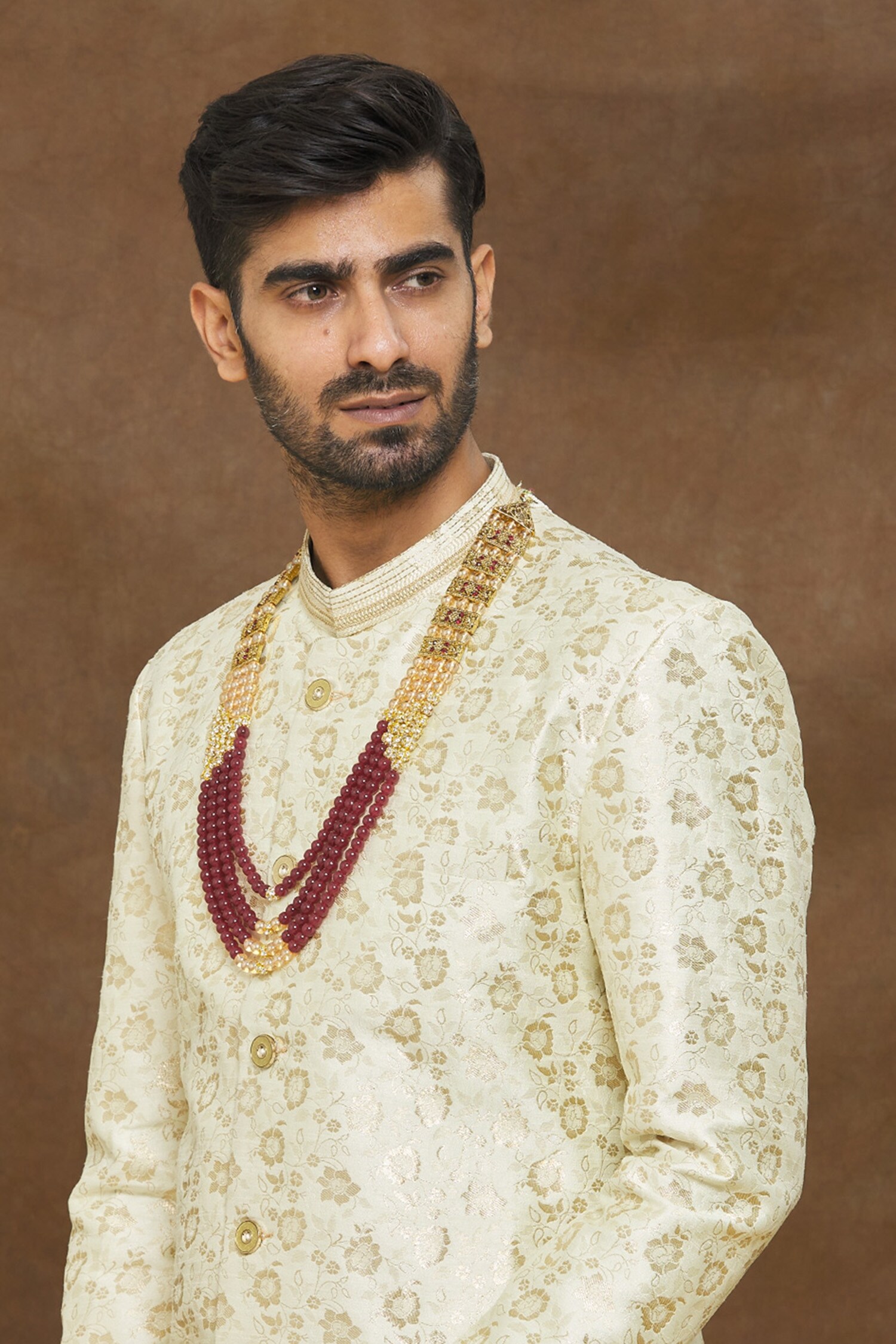 Buy Arihant Rai Sinha Maroon Multi Layered Embellished Mala Online