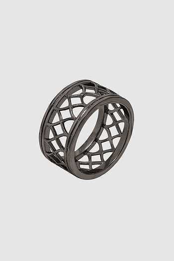 Buy Grey Checkered Pattern Ring by Esme by Aashna Dalmia Online at Aza ...