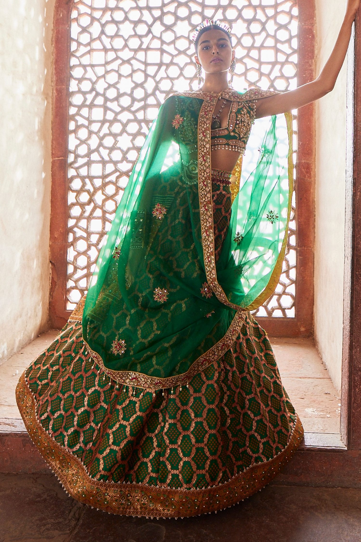 Buy Bollywood Lehenga - Dark Green Cording Zari Embroidery Wedding Lehenga  Choli