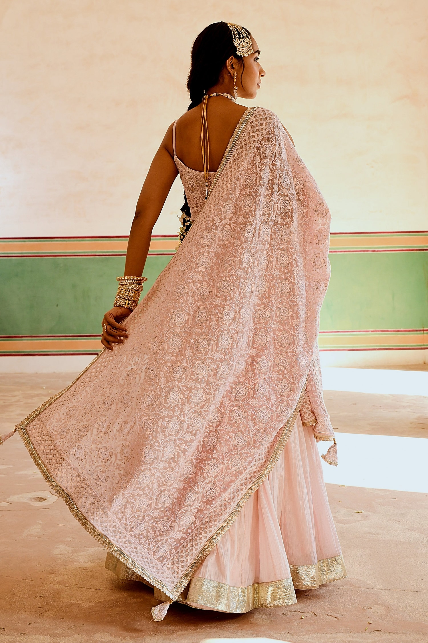 Suruchi Parakh Flower Butti Pattern Lehenga Set | Pink, Floral, Georgette,  Round Neck, Half Sleeves | Aza fashion, Fashion, Women