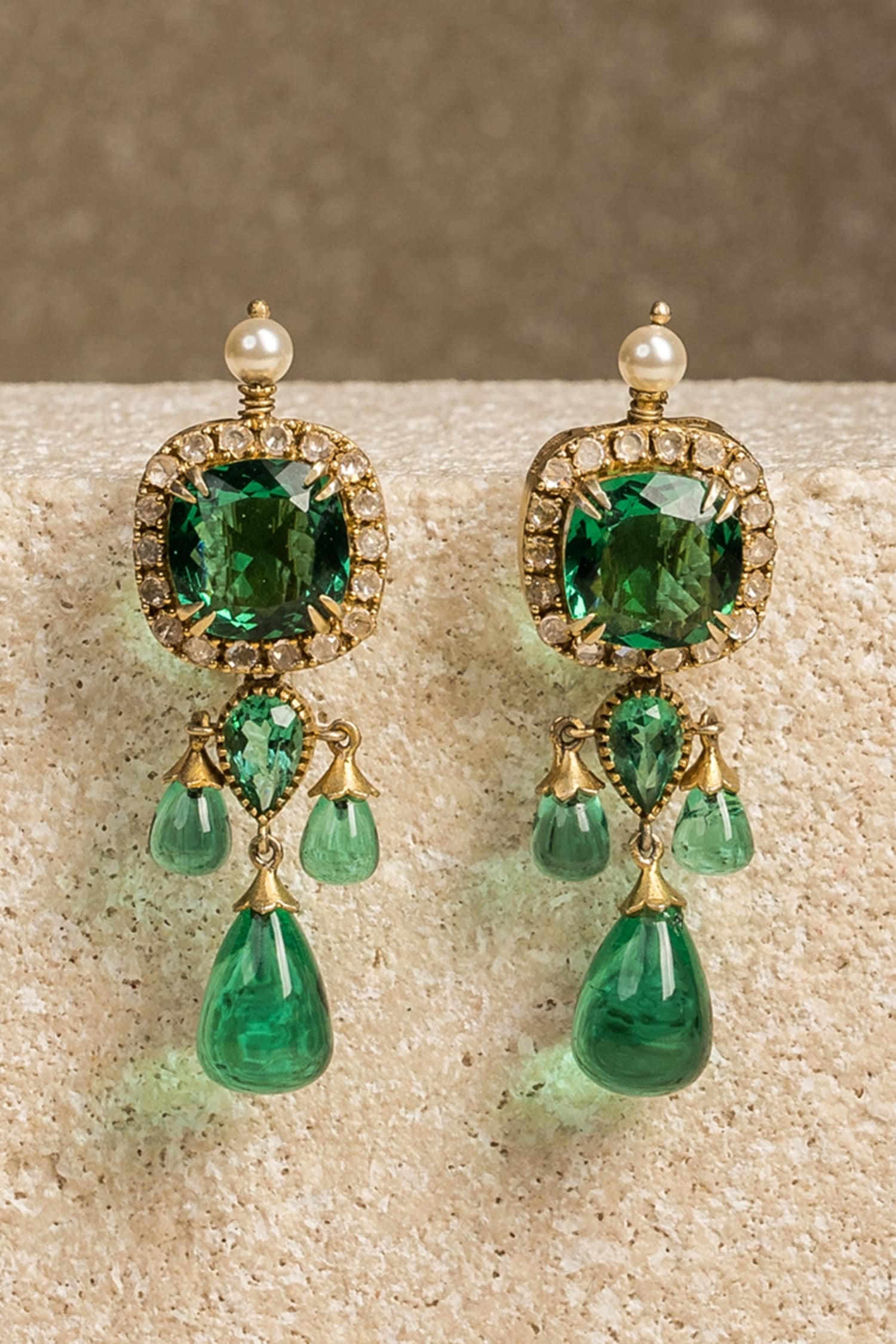 Emerald gold hot sale drop earrings