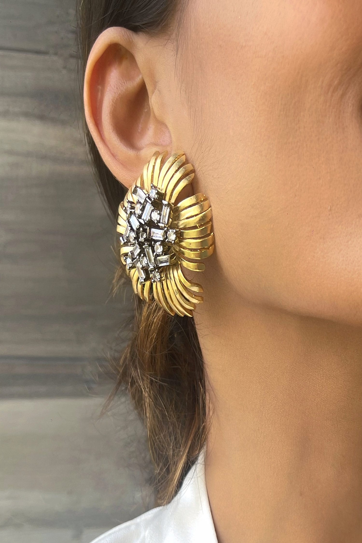 Buy Yellow Crystal Flower Petal Shaped Studs by The Jewel Factor 