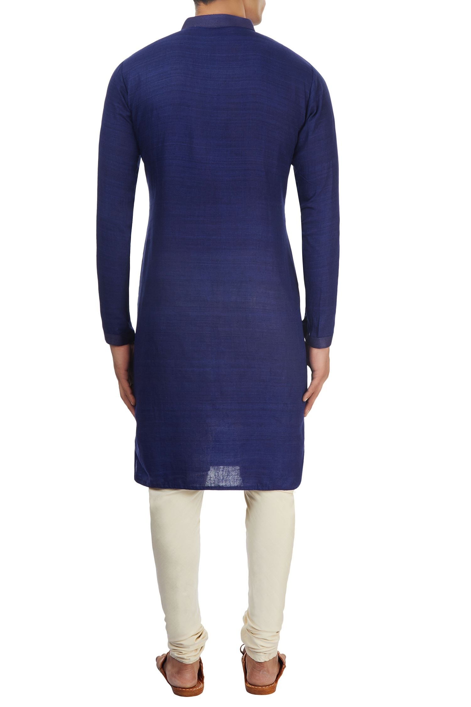 Buy Pranay Baidya Men Dark Blue Textured Kurta Online Aza Fashions
