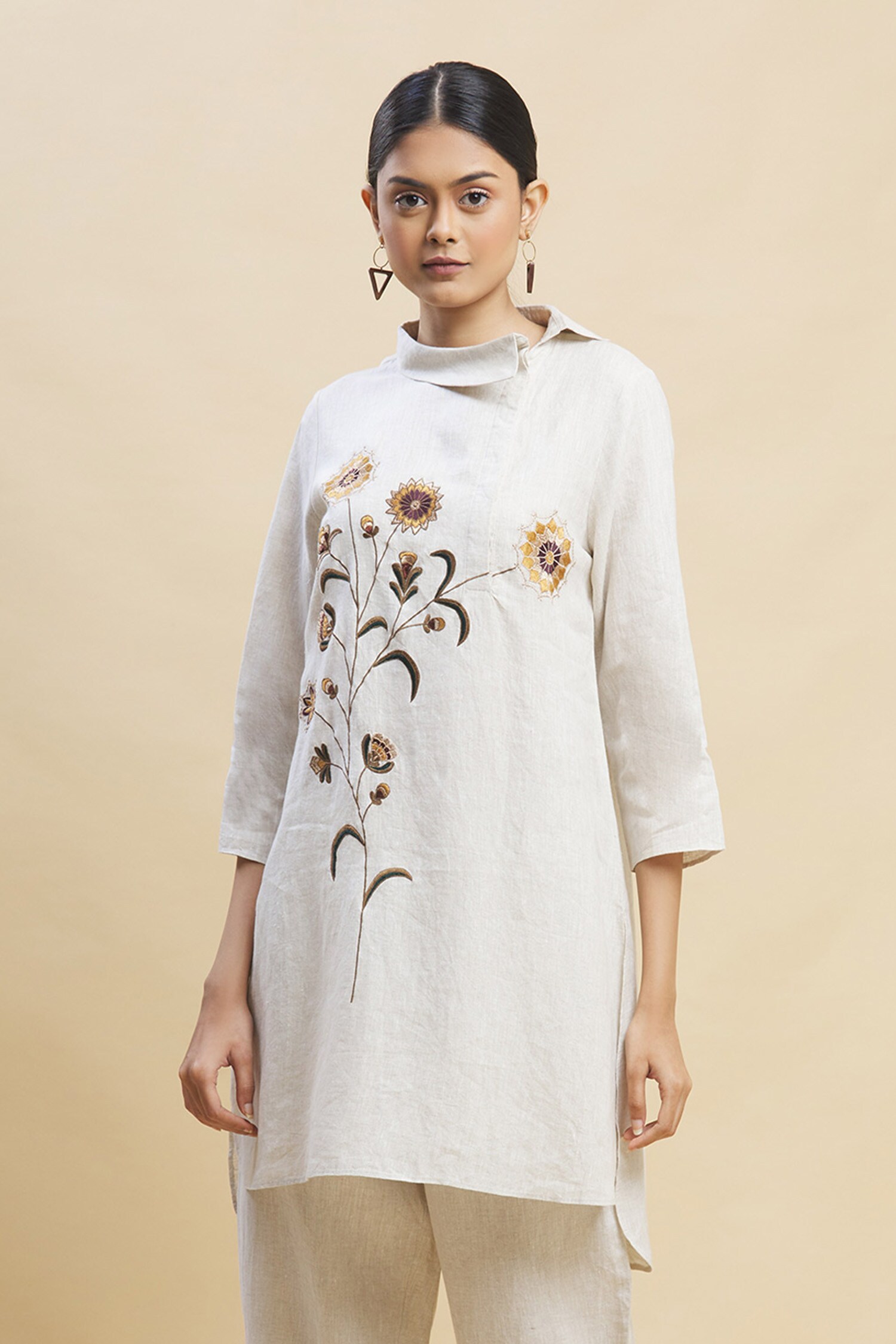 Linen Bloom Beige Linen Tunic