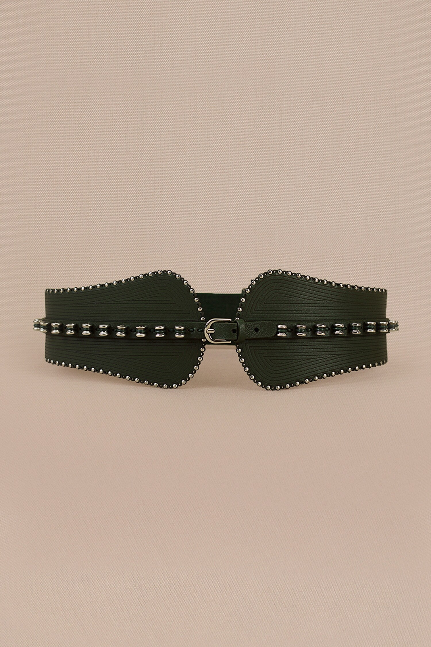 Buy Green Plain Avant Garde Leather Corset Belt by And Also Online at Aza  Fashions.