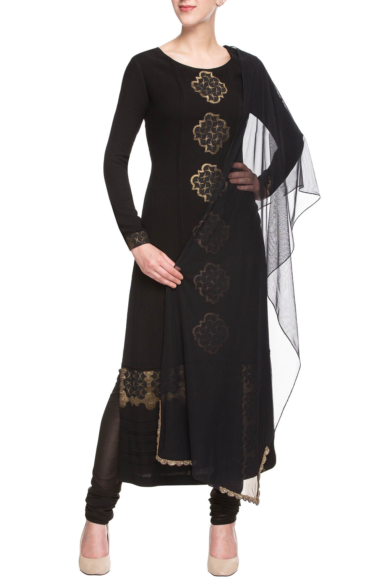 Buy Black kurta set with motifs by Osaa by Adarsh at Aza Fashions