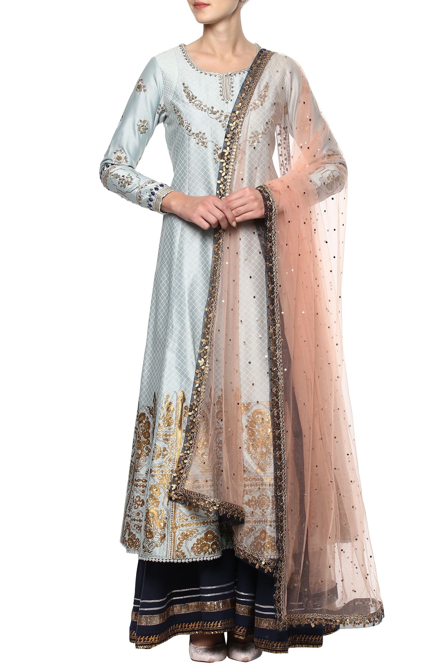 Buy Powder blue suit set by Anju Modi at Aza Fashions