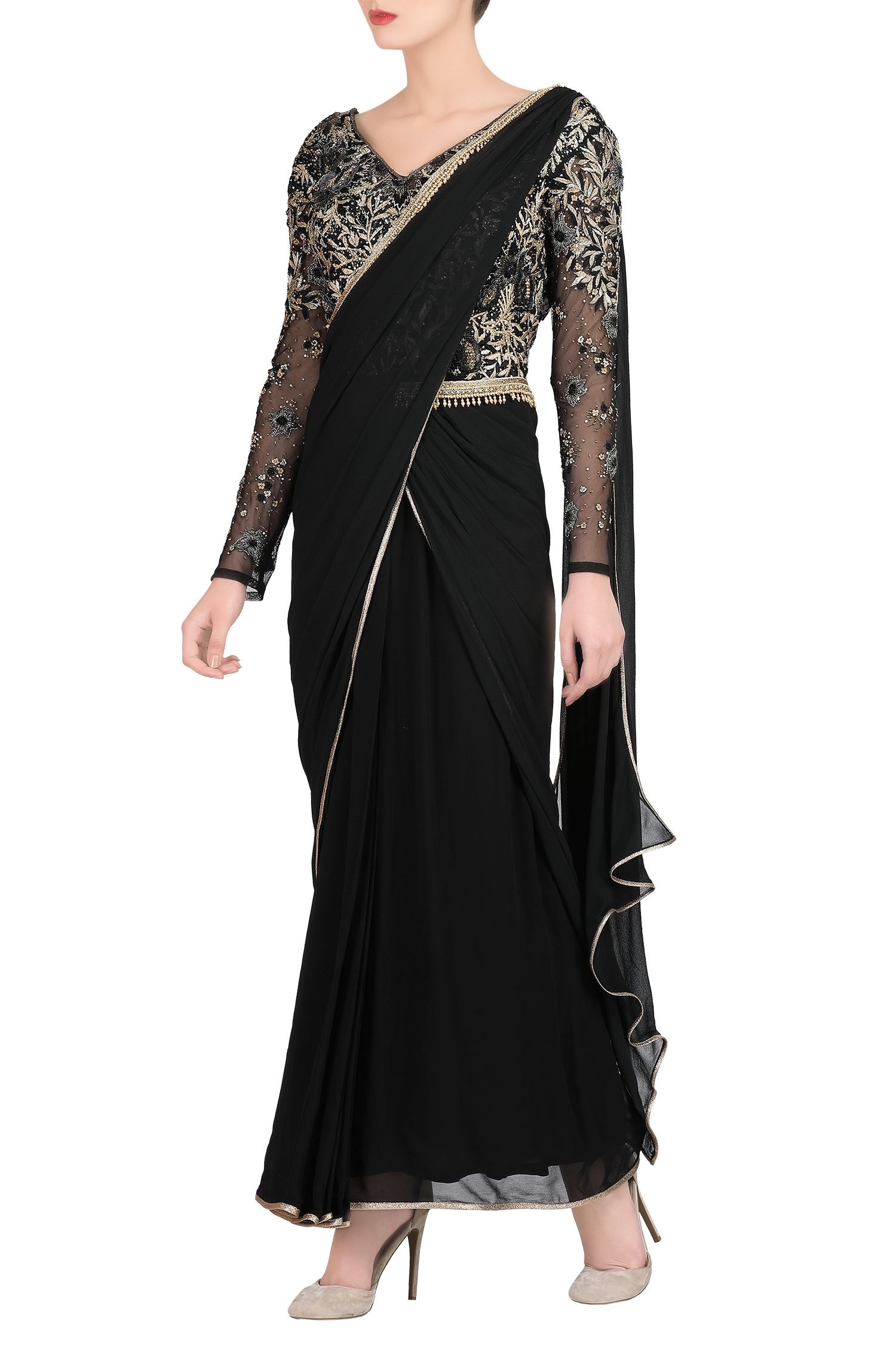 black saree gown