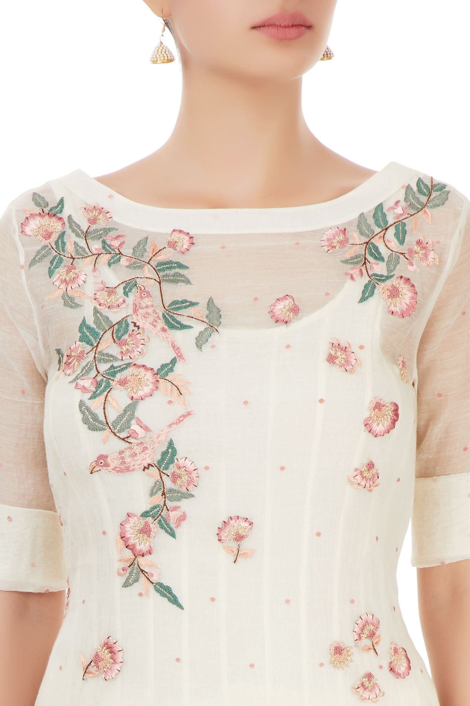 white embroidered palazzo pants