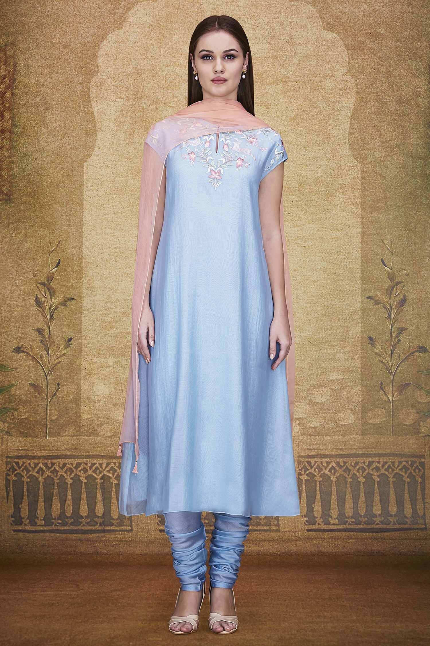 Buy Anita Dongre Powder Blue Kurta Set With Embroidery Online Aza