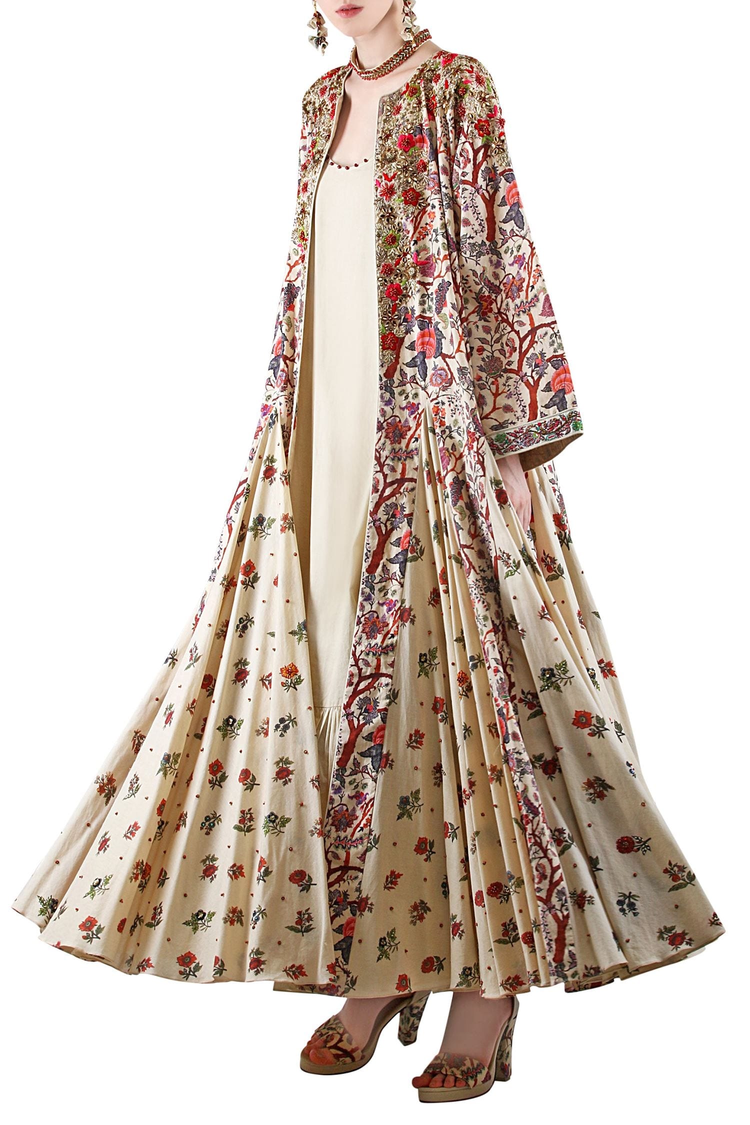 Nikasha Beige Maxi With Printed Jacket