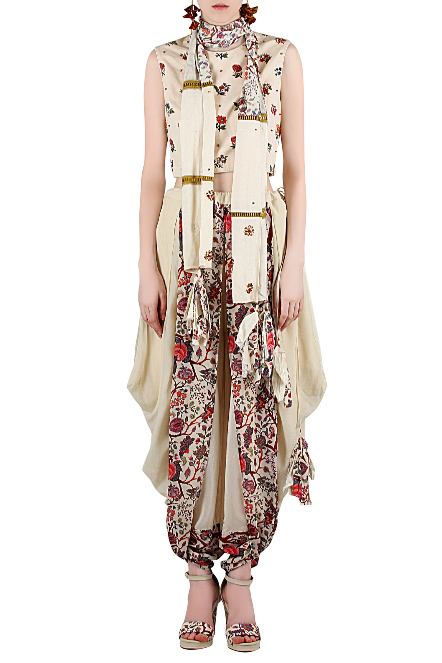 Nikasha Beige Printed And Embellished Pant Set