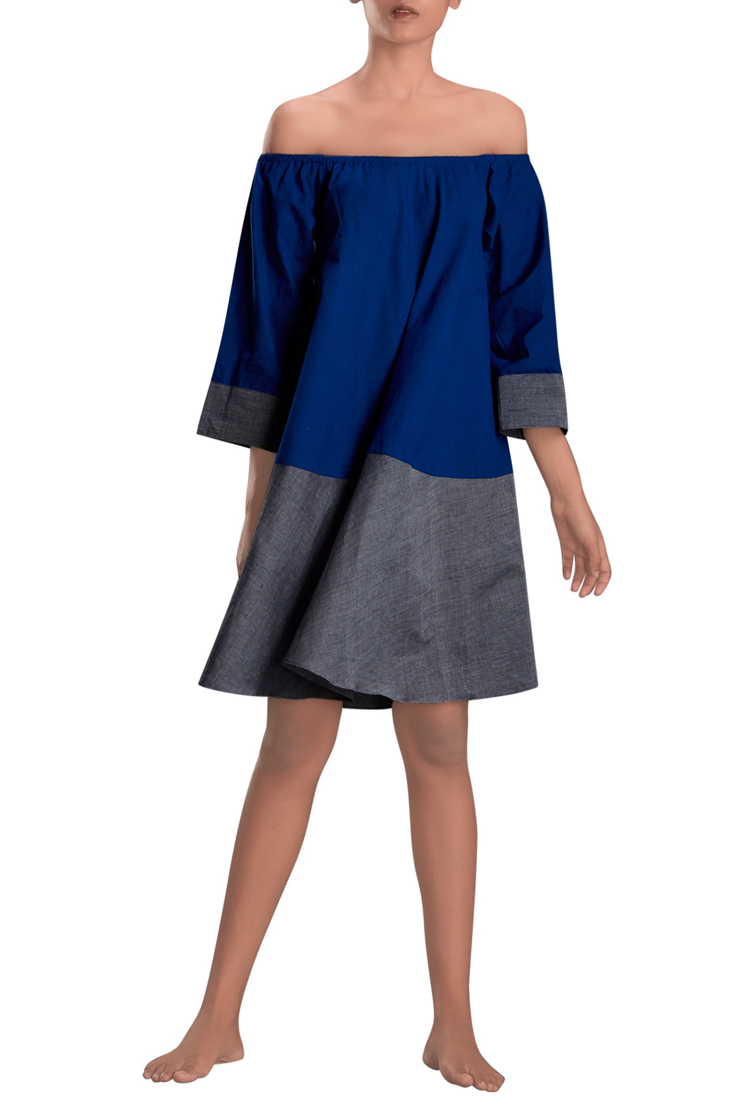 Mati Blue Off-shoulder Short Dress