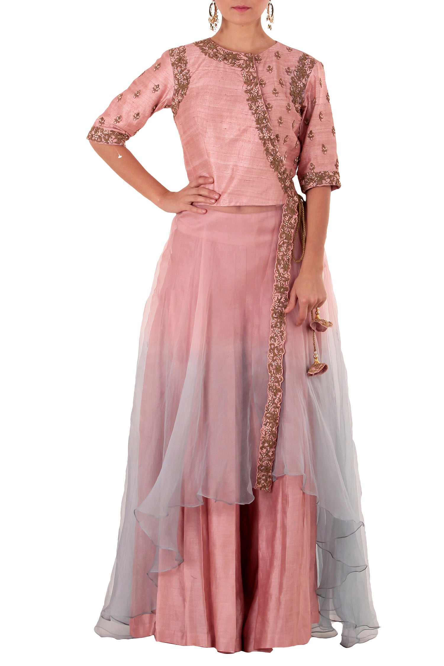 Neha Khullar Pink Embroidered Anarkali And Pant Set For Women