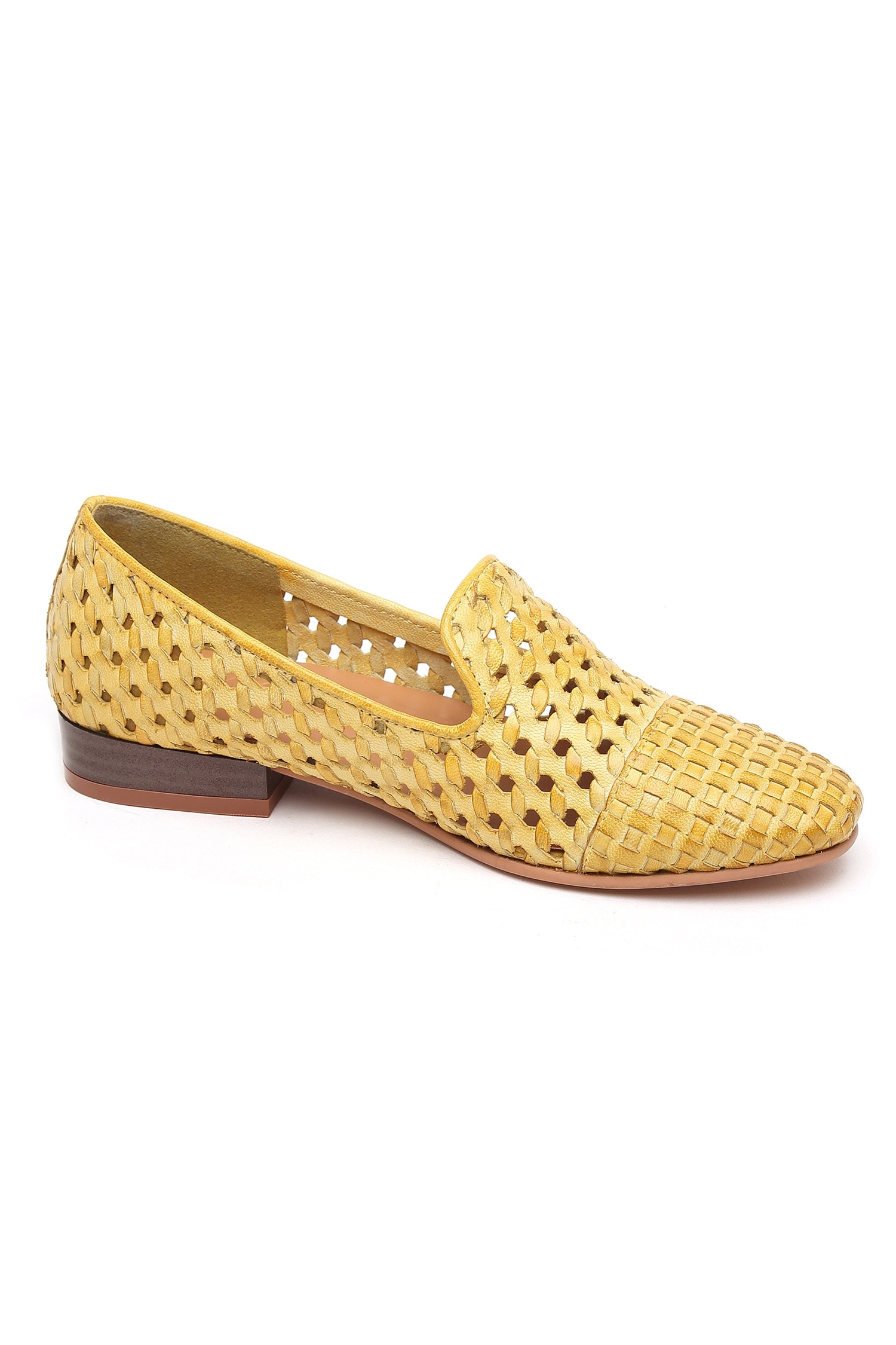 Buy Tissr Yellow Leather Textured Loafers Online Aza Fashions