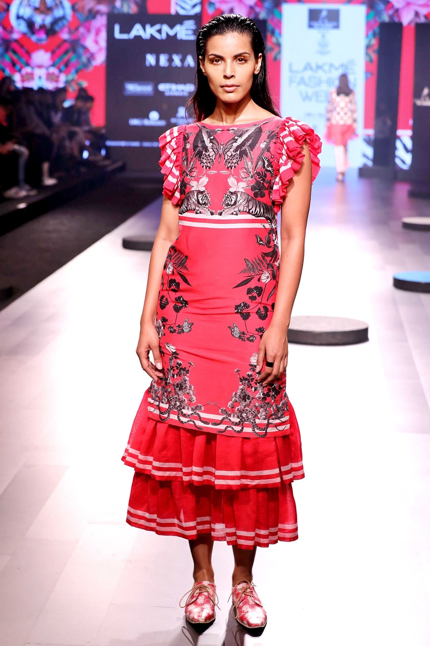 Mr. Ajay Kumar Pink Magenta Printed Midi Dress For Women