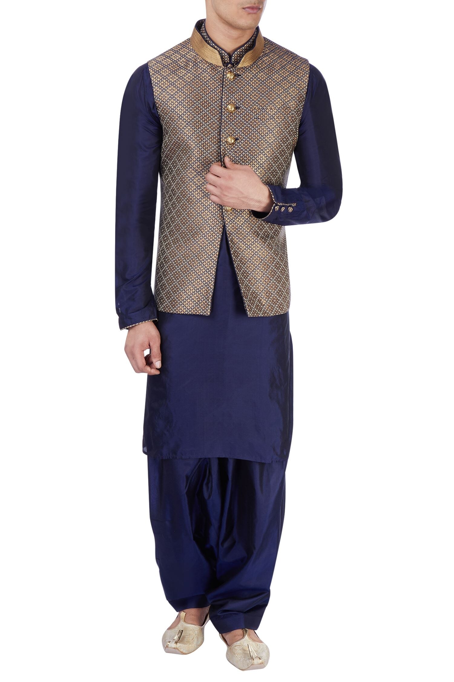 nehru jacket for blue kurta