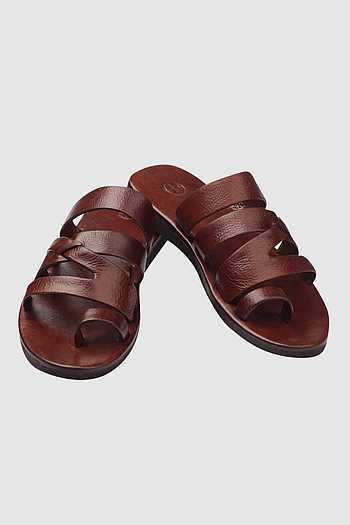 Men Brown Leather Handmade Cross Strap 