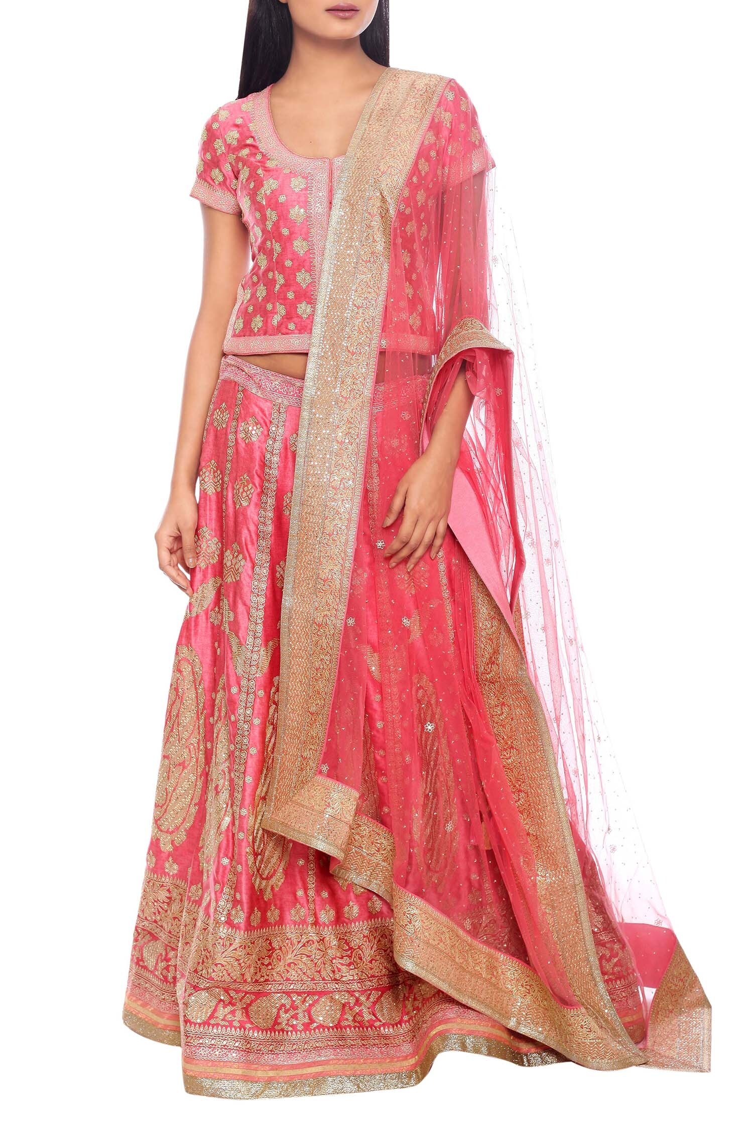 pink gold lehenga
