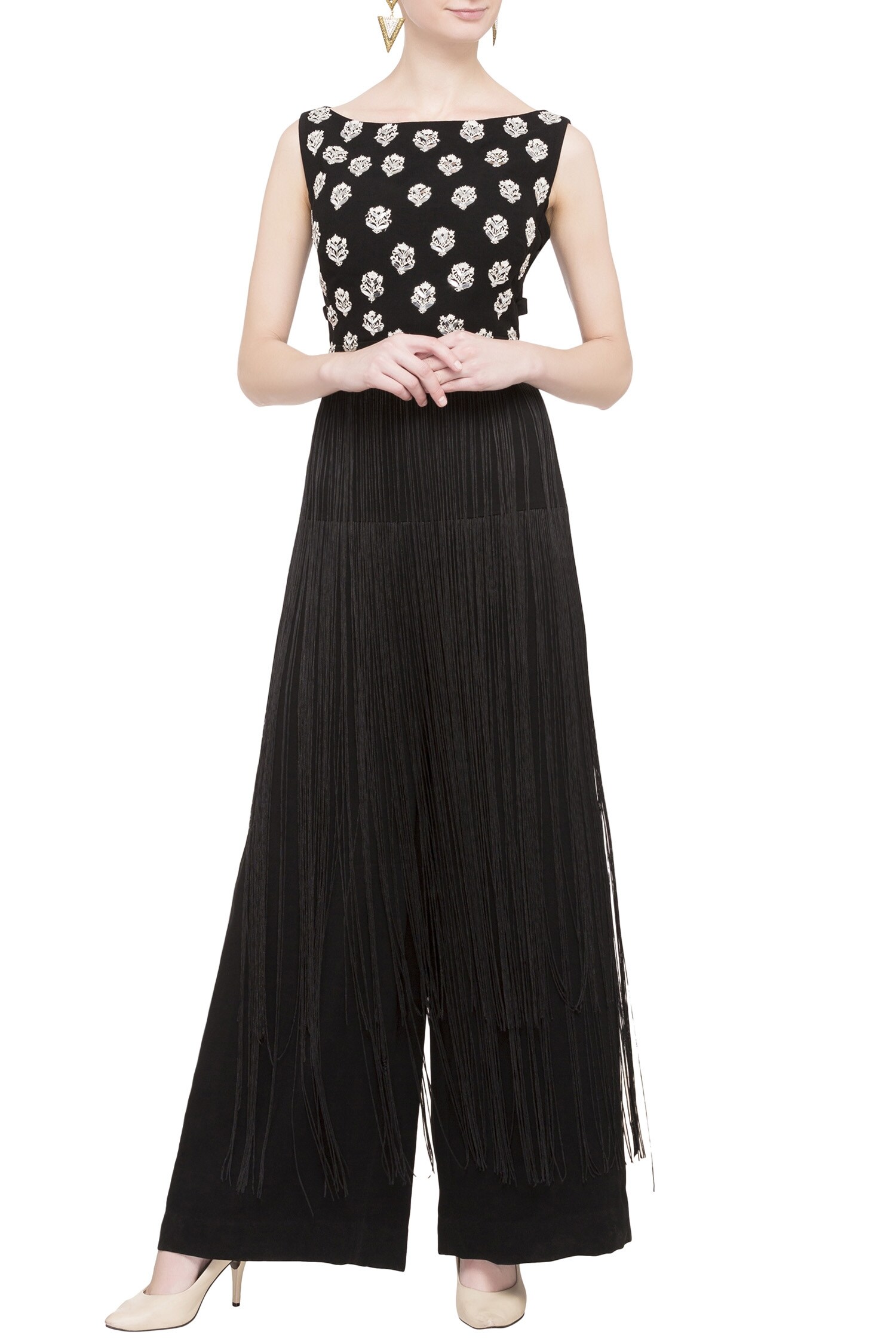 Buy Embroidered Tassel Jumpsuit by Ridhi Mehra at Aza Fashions