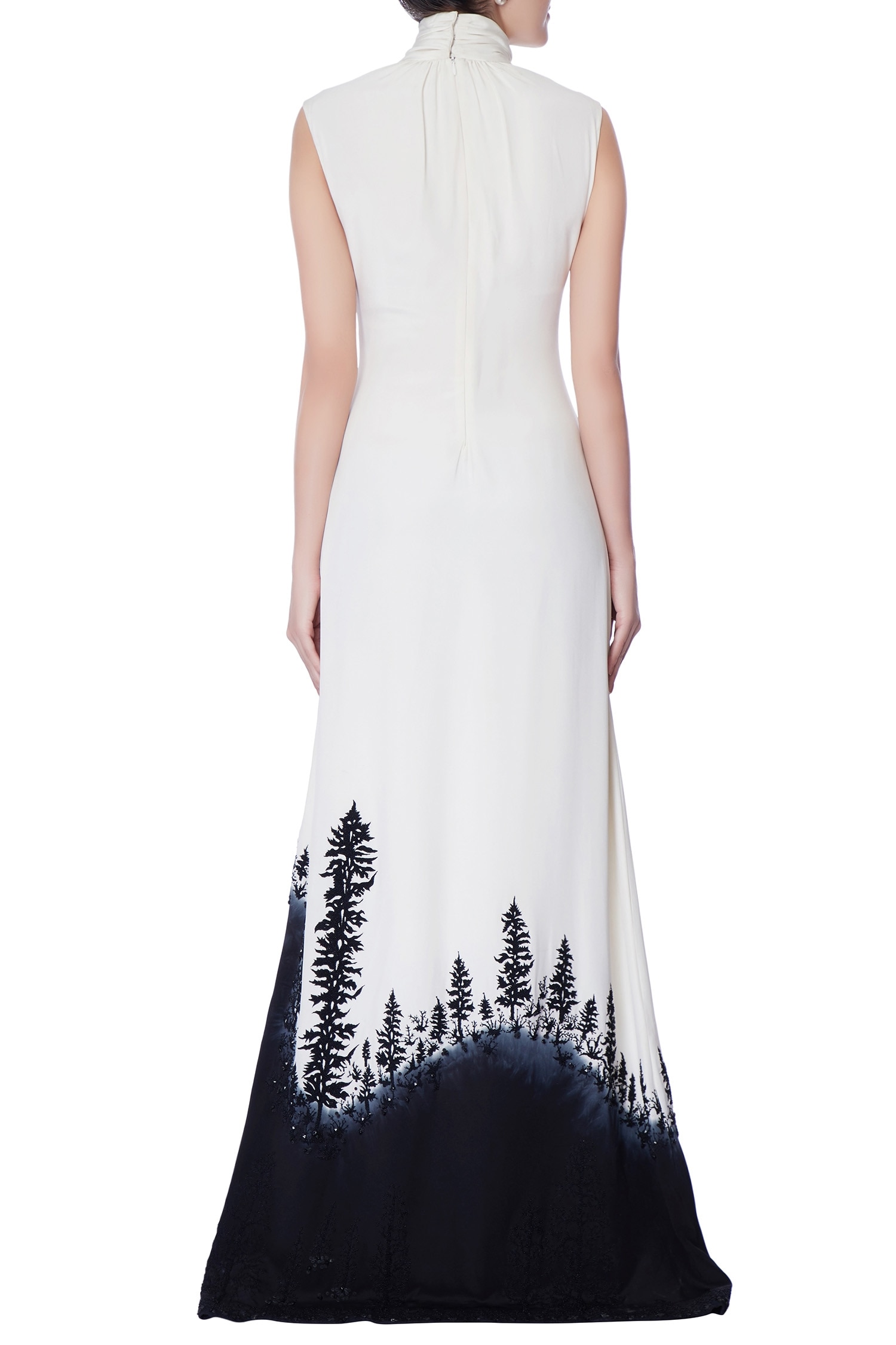white high neck gown