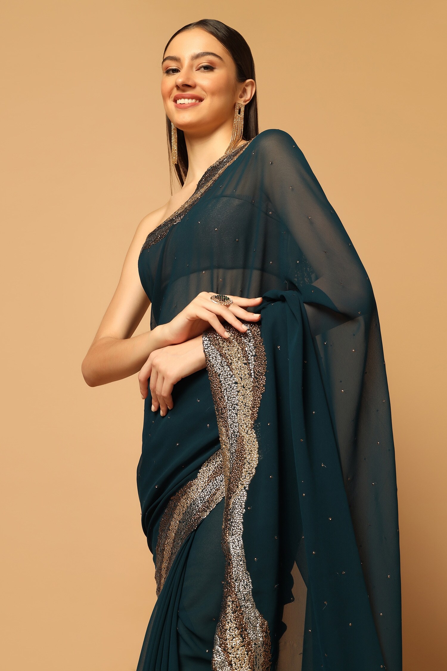 Aza - Here's to feminity with a modern twist! A saree overlayed