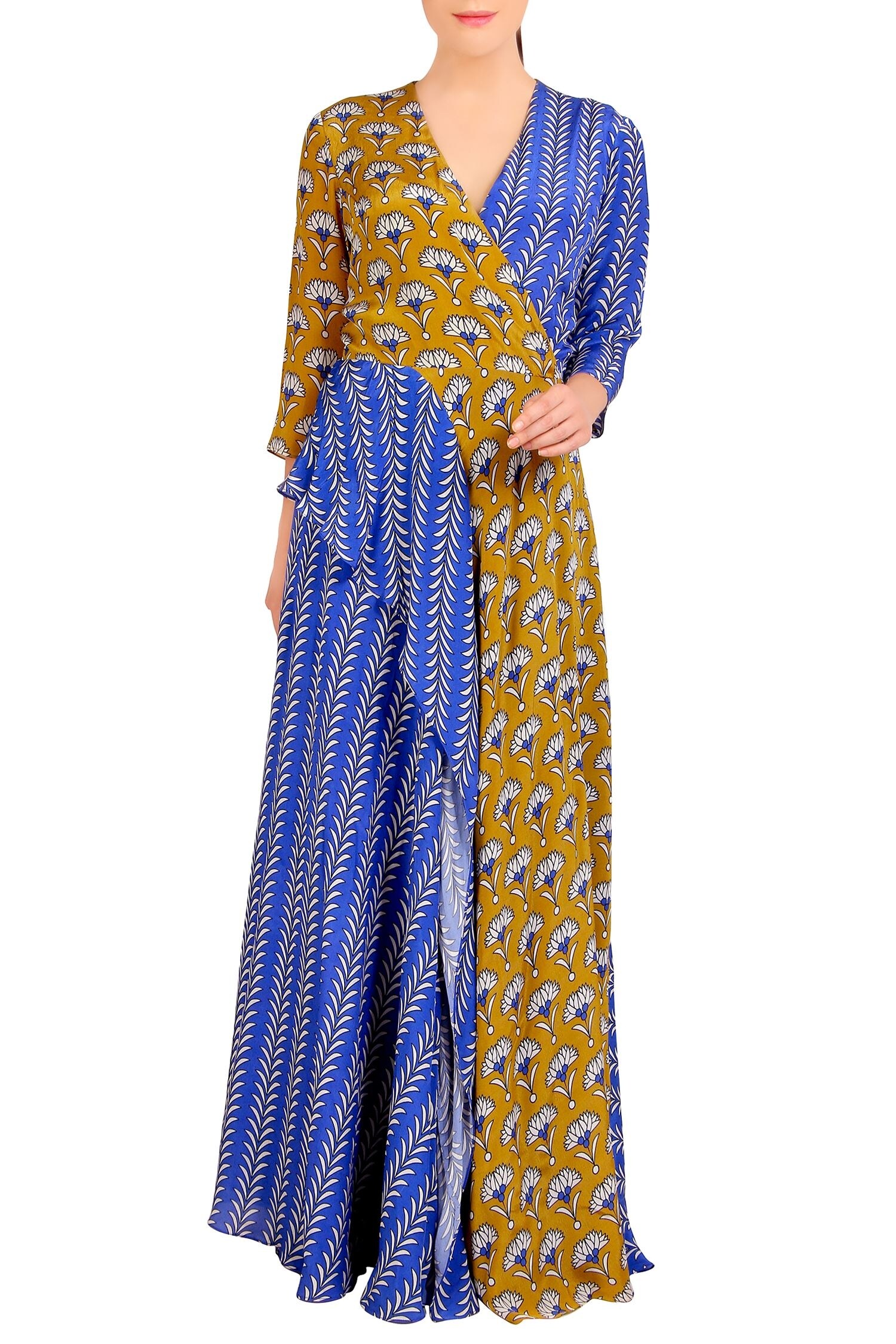 Soup by Sougat Paul Blue Printed Layered Dress For Women