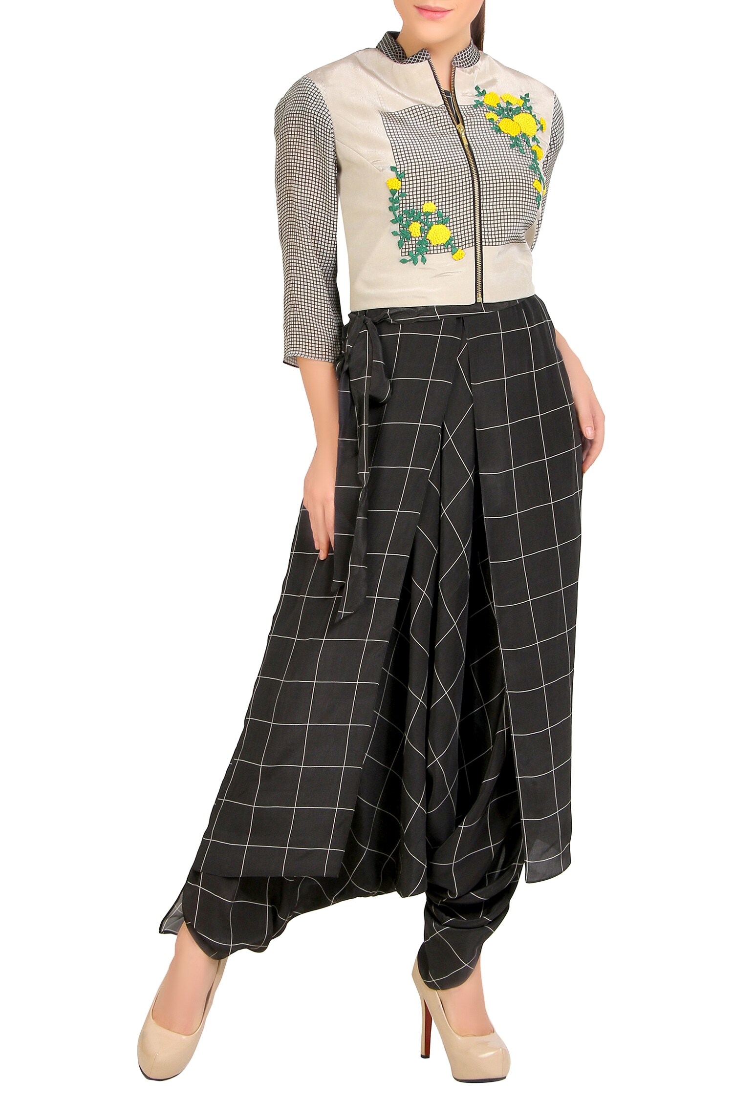 Buy Soup by Sougat Paul Black Charcoal Jumpsuit With Short Jacket