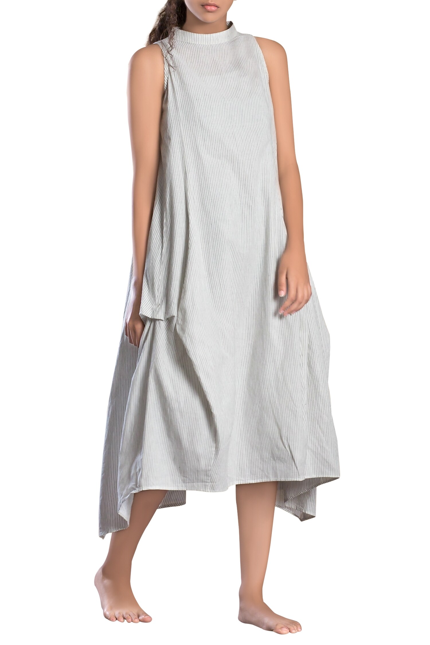 Buy Mati White Striped Midi Dress Online | Aza Fashions