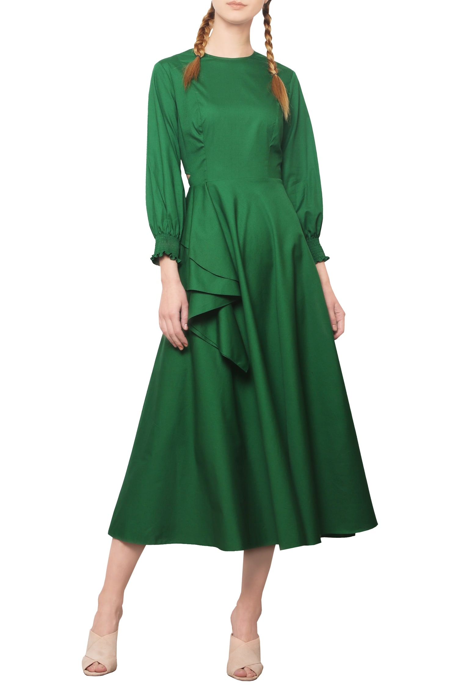 Manika Nanda Green Forest Midi Dress For Women