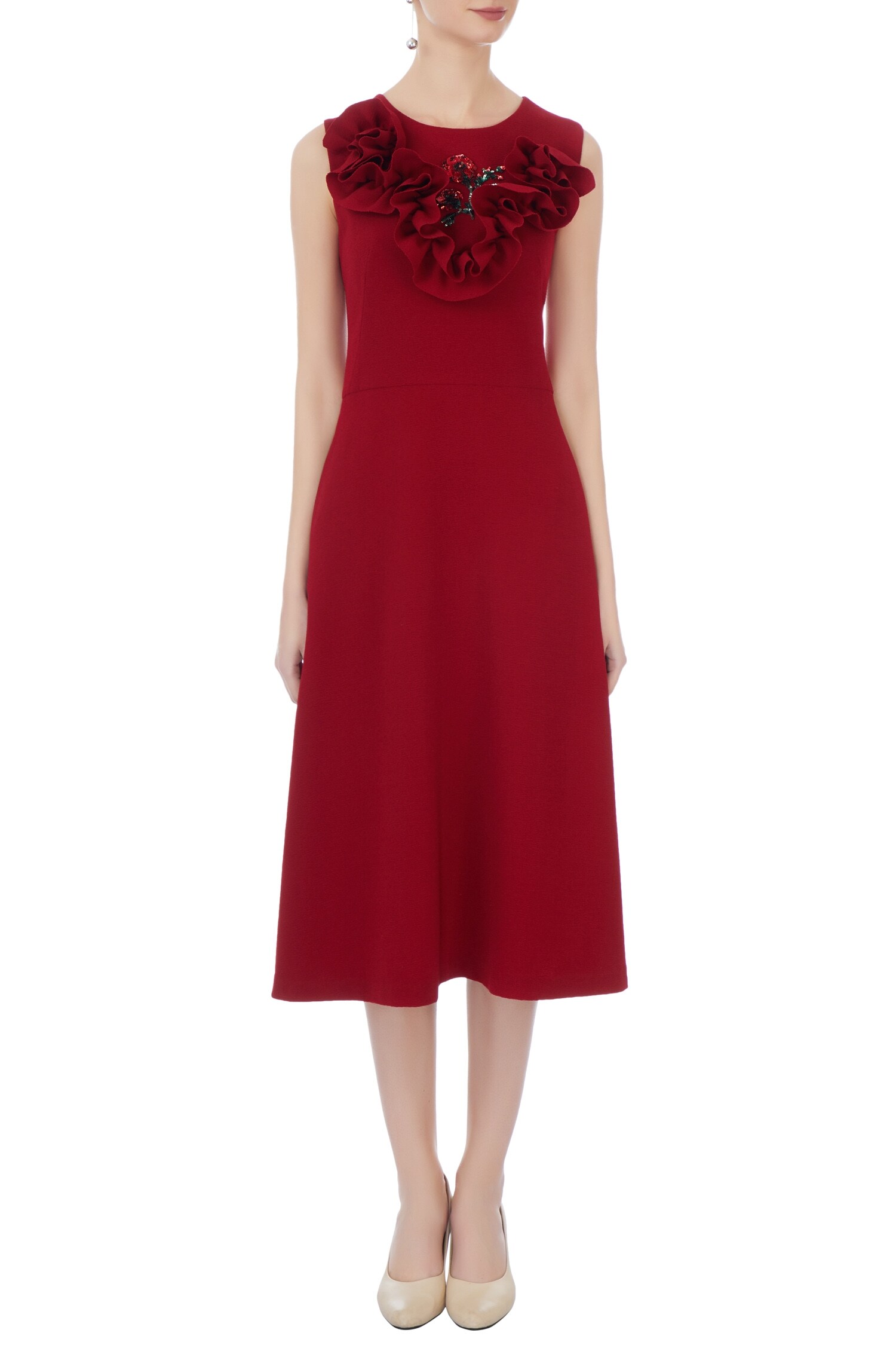 Buy Embroidered Midi Dress by Gauri & Nainika at Aza Fashions