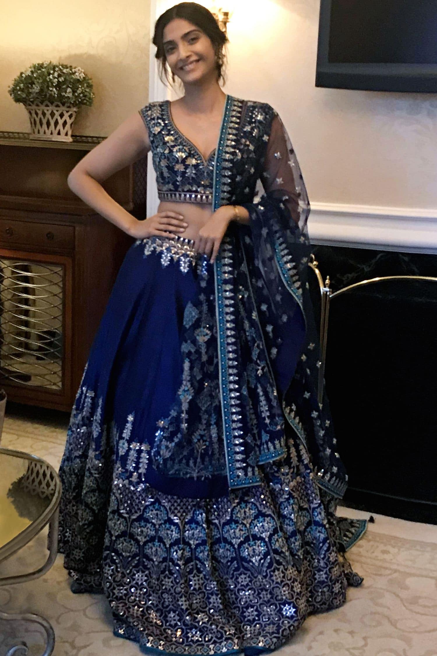 Anita dongre hotsell blue lehenga