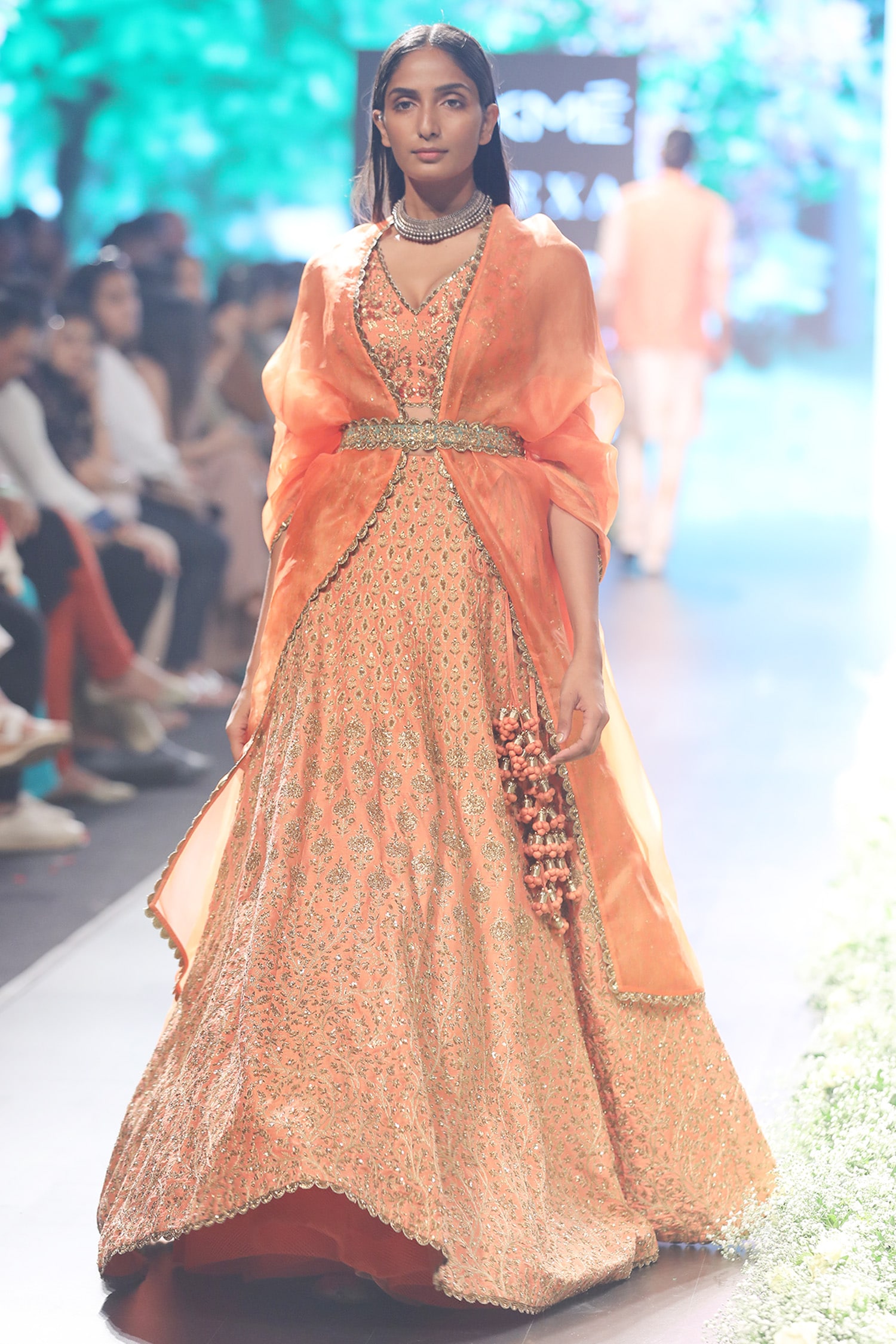 Buy SVA by Sonam & Paras Modi Orange Raw Silk Embroidered Lehenga Set ...