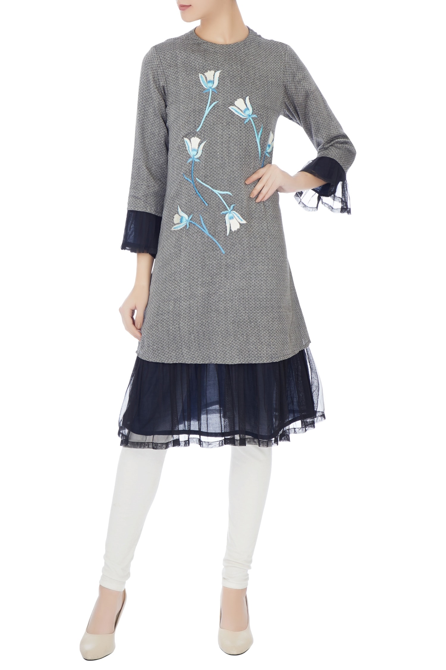 Buy Poonam Dubey Grey Cotton Embroidered Kurta Online Aza Fashions